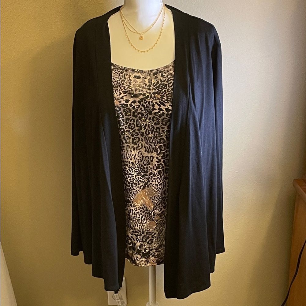 White Stag Black Open Front Cardigan